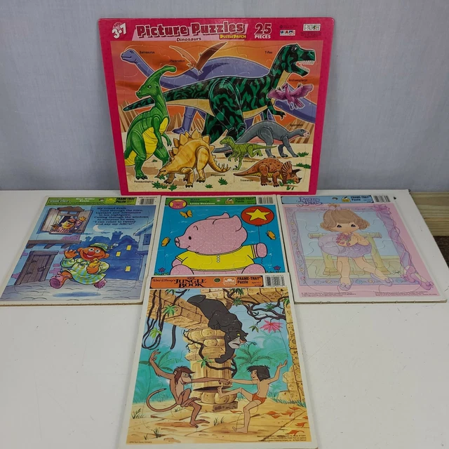 LOT VINTAGE FRAME TRAY PUZZLE GOLDEN BOOK Disney precious moments