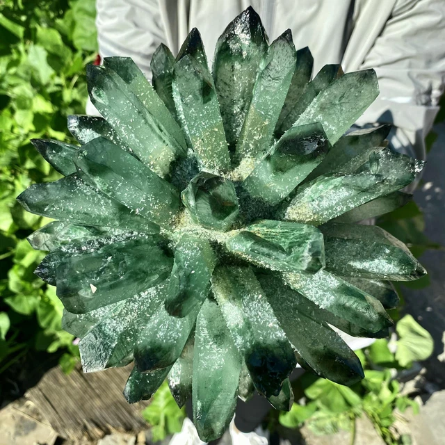 8.7LB New Find Green Phantom Quartz Crystal Cluster Mineral Specimen Healing-Y