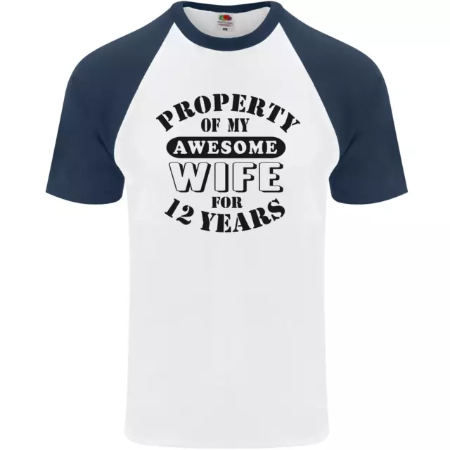 12th Mariage Anniversaire 12 An Drôle Femme HOMMES S/S Baseball T-Shirt