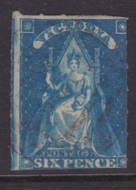 VICTORIA 1858 6d Blue QUEEN THRONE STAR WMK LIGHT USED SG73 (QA129.3)