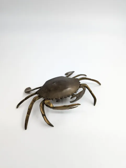 Vintage Brass Crab Trinket Box 7"