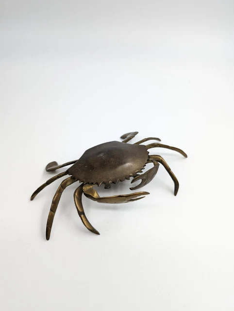Vintage Brass Crab Trinket Box 7"