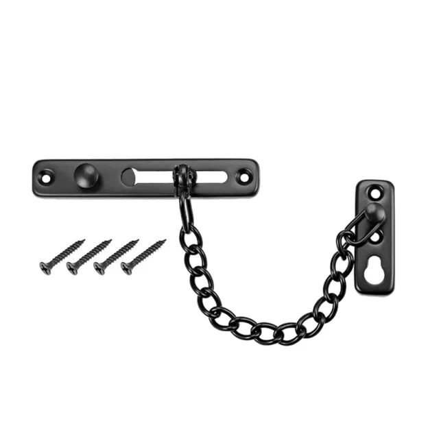 Chain Door Guard Lock Security Latch with Anti-Theft Press Lock Black 2pcs