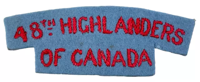 WW2 Canadian 48th Highlanders Shoulder Title Insignia Patch Single