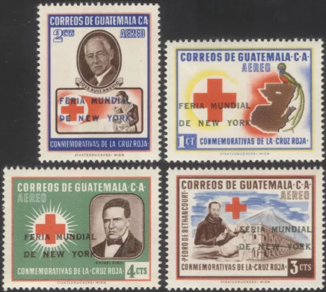 Guatemala 1964 Red Cross/Medical/Birds/World Fair optd surcharge 4v set (n28154)