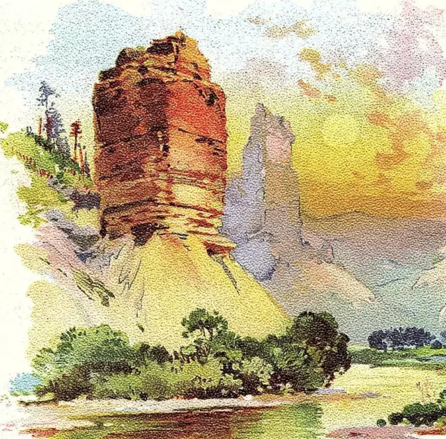 1880s Cliffs Green River Colorado Ont Spool Cotton Card Clark's Sketch Thread