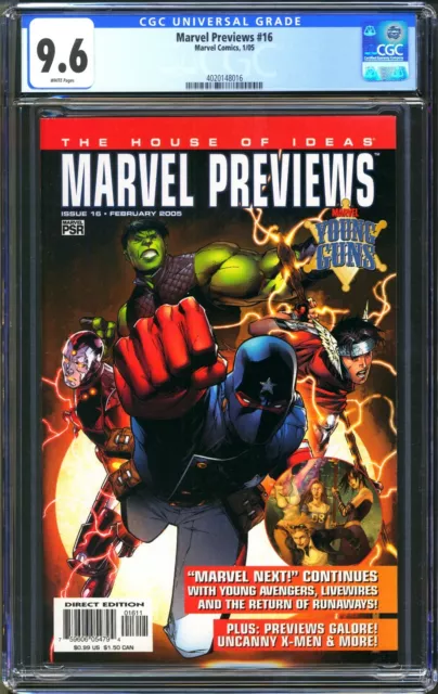 Marvel Previews #16 Cgc 9.6 - Nm+ Wp - Predates Young Avengers #1