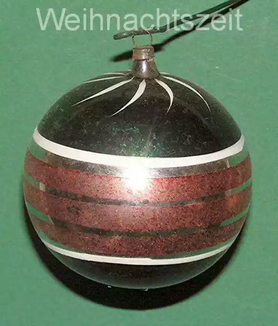 Weihnachten, alter Baumschmuck, große gestreifte bunte Kugel, bemalt, um 1930 !