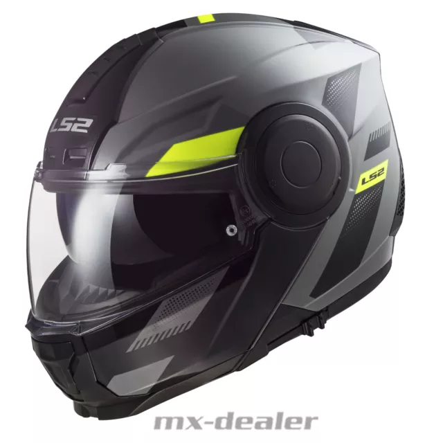 LS2 FF902 Scope Casque Modulable Moto Max Gris Jaune de Tour Urbain