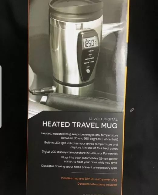 Smartgear 12v Auto Heated Travel Mug. Prog.Temp, Digital LCD Display, New,Opened 4