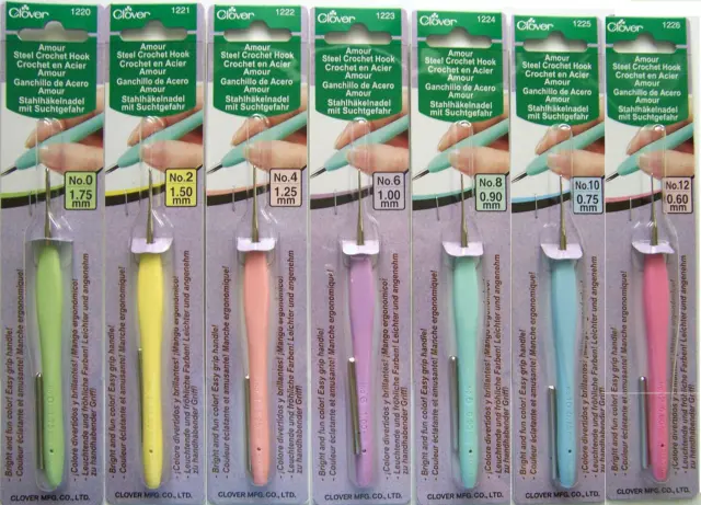 Clover Amour Steel Crochet Hook - Size 0 to Size 12 Choose your Size or Take All