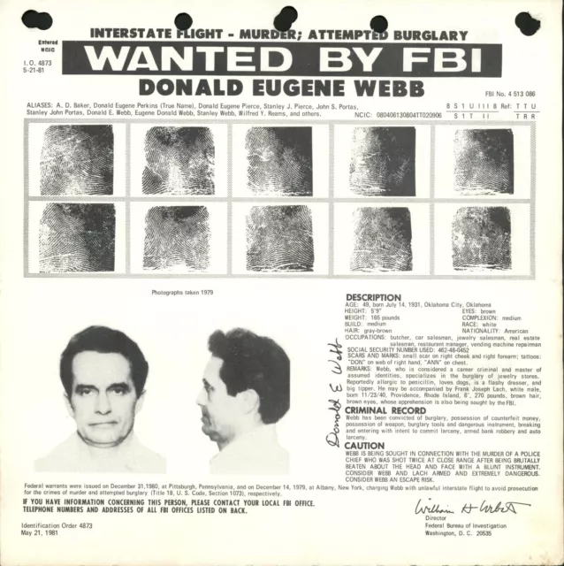 Donald Eugene Webb FBI Wanted Poster