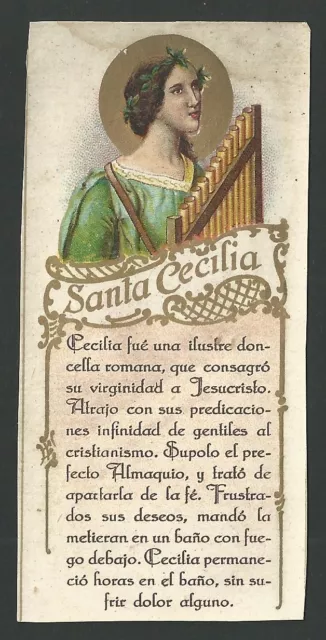 Estampa antigua de Santa Cecilia andachtsbild santino holy card santini