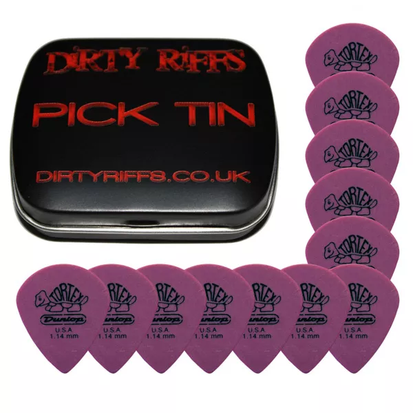 12 x Dunlop Tortex Jazz III 3 XL Guitar Picks / Plectrums 1.14mm In A Pick Tin