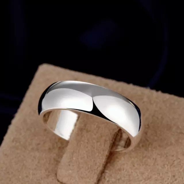 925 Sterling Silver Filled Rings Women Men Smooth Round Ring Jewelry Size 5-10