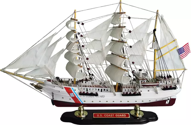 SAILINGSTORY Wooden Model Ship US Coast Guard Eagle Barque Ship Model Sailboa...