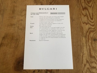 Basel 1997 Bvlgari Used Press Kit Bulgari Contenuto Da Pressa Spanish 