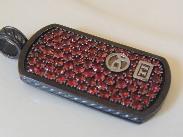 DAVID YURMAN RED SAPPHIRE 3.06tcw BLACK TITANIUM DOG TAG PENDANT DAVID YURMAN RED SAPPHIRE 3.06tcw BLACK TITANIUM DOG TAG PENDANT