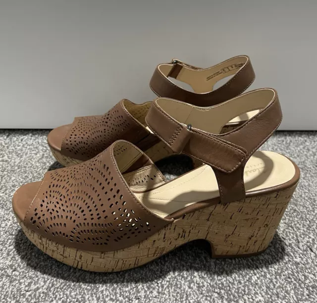 LADIES CLARKS MARITSA Lara Leather Smart Casual Slingback Wedge Summer Sandals 39.99 PicClick UK
