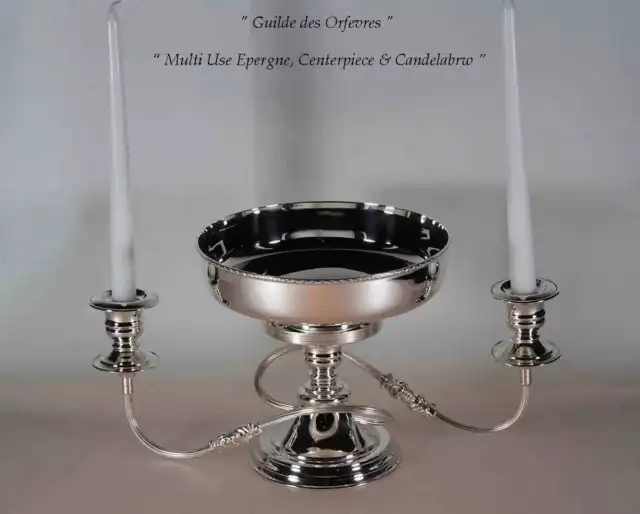 Silver Epergne/Candelabra, Plain 3 Light 8 in.