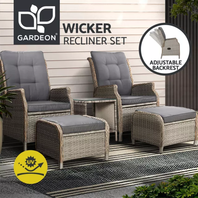 Gardeon Recliner Chairs Sun lounge Outdoor Setting Patio Furniture Garden Wicker