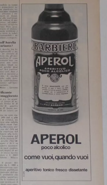Advert Pubblicità 1978 APEROL BARBIERI