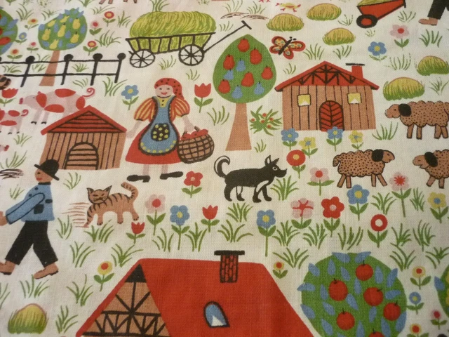 Kopfkissenbezug Kleinkinder + Reißverschluß Größe 37 x 36,5 cm RETRO Bauernhof