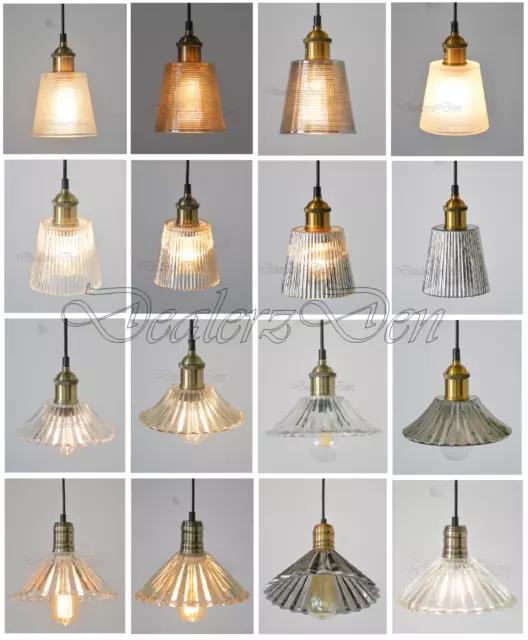 Modern New Vintage Industrial Retro Loft Glass Ceiling Lamp Shade Pendant Light