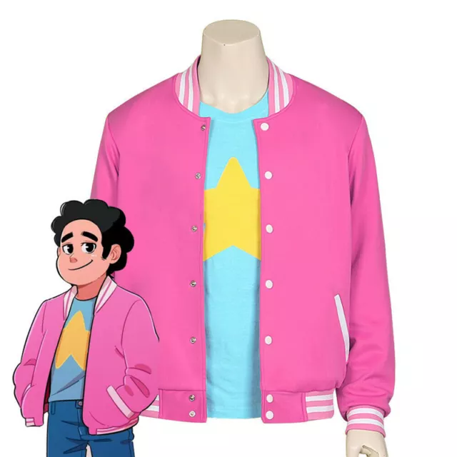 Steven Universe Crystal Gems Mens Cosplay Costume Coat T Shirt Halloween Jacket