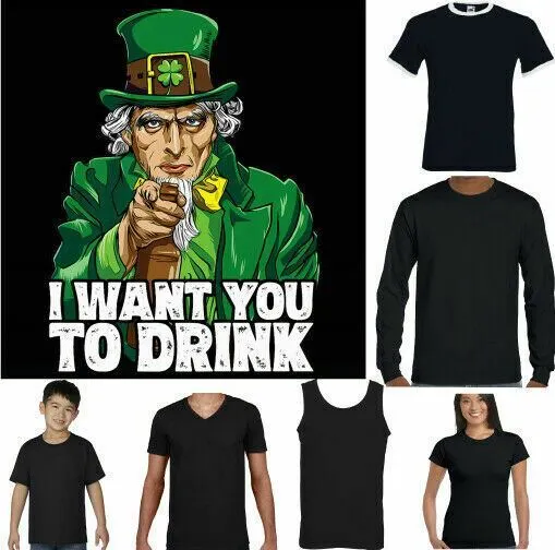 ST. PATRICK'S DAY T-SHIRT, I Want You to Drink Beer Paddys Irish Unisex Tee Top