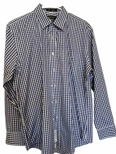 Nordstrom Men's Shop Trim Fit Dress Shirt Long Sleeve 16 32/33 Blue/White Check