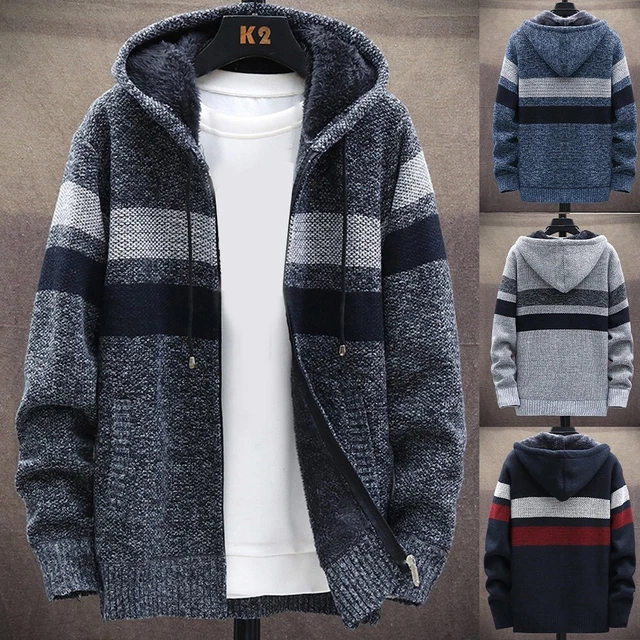 Mens Thick Warm Fleece Lined Hooded Hoodie Winter Zip Up Coat Jacket Sweatshirt