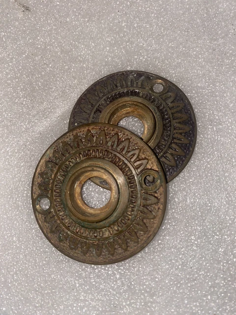 Antique Sargent Pair Of Fancy Ornate Victorian Bronze Doorknob Rosettes