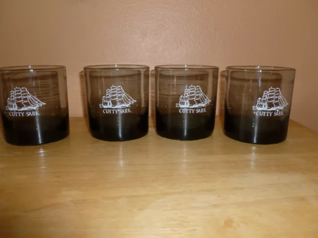 4 Vintage Cutty Sark Scotch/ Whiskey / rocks -smoke 8 Oz Drink Glasses Ship