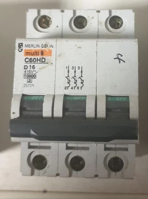 Merlin Amp MERLIN GERIN D16 Amp 3-Phase Circuit Breaker £5.99 - PicClick UK