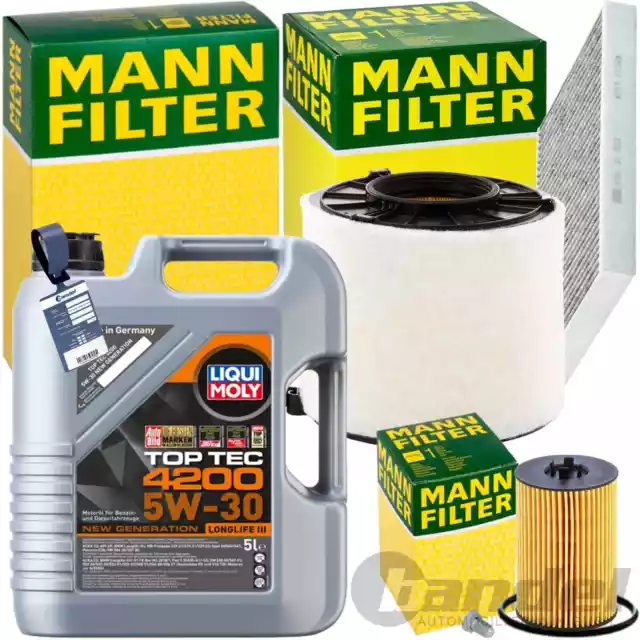 MANN INSPEKTIONSPAKET+5L LIQUI MOLY 5W-30 ÖL passend für A4 B9 A5 F5 Q5 2-4.0TDI