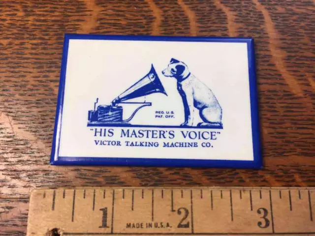 RCA Victor Nipper Dog His Masters Voice Phonograph Pocket Mirror Advertising Vtg 3