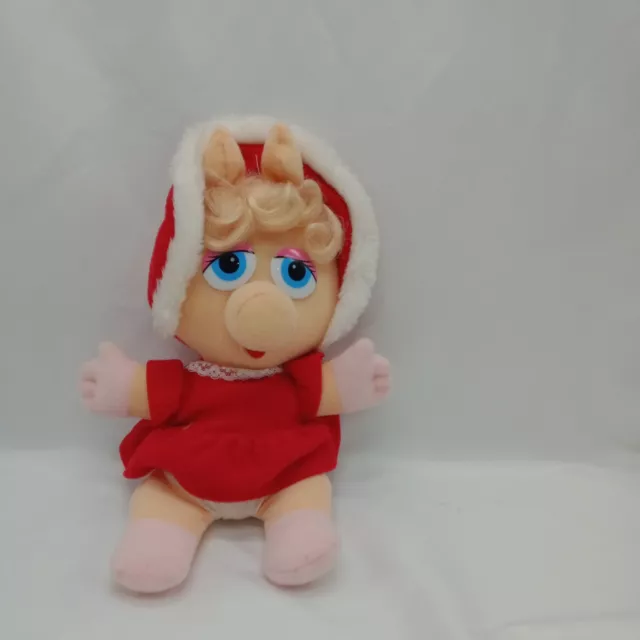 VTG 80s Baby Miss Piggy Henson Muppet Plush Red 10" Stuffed Animal Doll 1987
