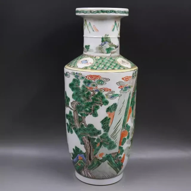Beautiful China Freehand Sketching Qing Famille Rose Porcelain Figure Vase