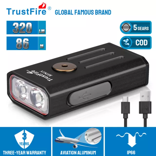 TrustFire Mini linterna LED de bolsillo 320 lm Mini EDC Light portátil doble luz