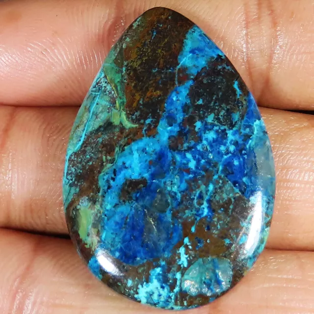 60.50 CT 100% Natural Blue AZURITE Pear Cabochon Loose Gemstone 27x40x6 mm NM341