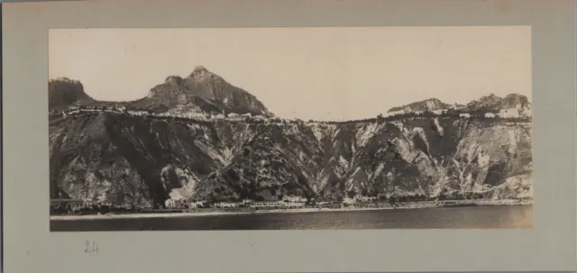 Italie, Taormina, vue panoramique de Giardini Vintage print, tirage d&#039;époqu