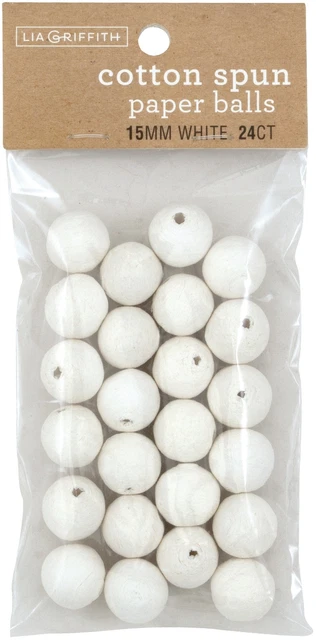 Lia Griffith Sfere di carta filate cotone 15 mm 24/Pkg - bianco PLG42001