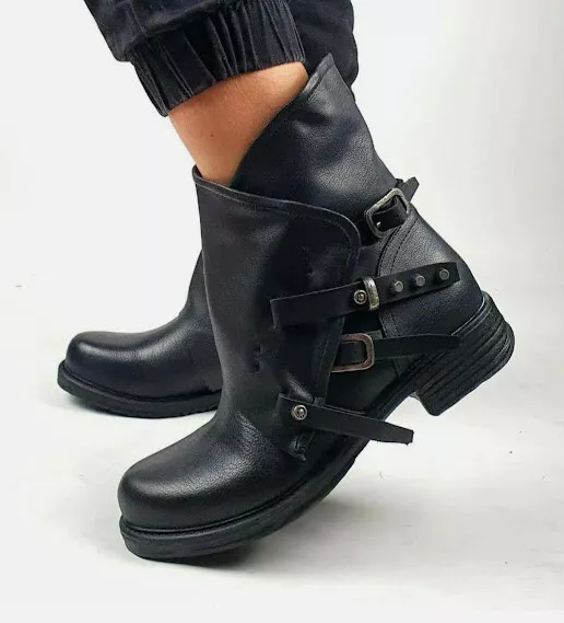 ANFIBI PLATFORM DONNA stivaletti zeppa bikers fibbia zip stivali da motociclista EUR 59 00 PicClick IT