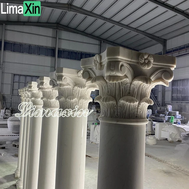 Natural architectural Roman Corinthian white Marble Column Pillar Pedestals 4