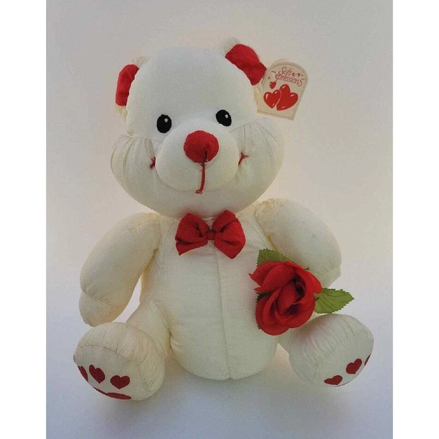 Vtg DAN DEE INTL Cream Valentine Bear Heart Soft Expressions Puffalump style