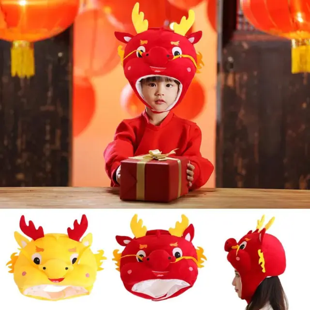 3D Dragon Hat Cartoon Plush Hat Party Headgear Chinese New Year Photo Props I1J8 3