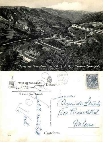 Cartolina di Forlì, passo del Muraglione - Forlì Cesena, 1959