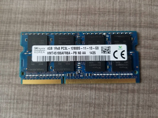 Kit RAM SK Hynix 4GB (2x2GB) DDR3L-1600 MHz - PC3L-12800S - Format SO-DIMM 204 Broches - Occasion Fonctionnelle