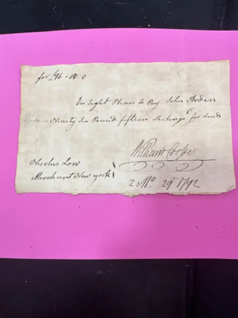 1792 Payment for a piece of land. 96 pounds fifteen shillings rare and old